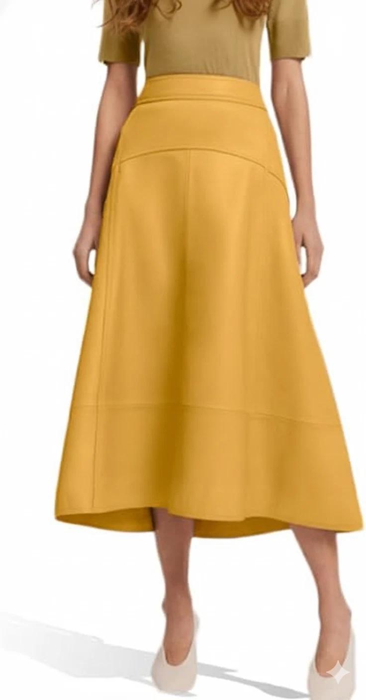 

Юбка Желтая Натуральная Вечерняя Стильная Формальная Женская из Овчины Дизайнерская Кожаная Одежда 3XL жёлтый