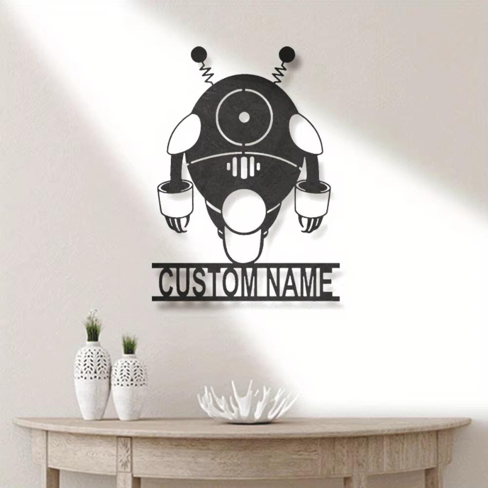 Benutzerdefinierte Roboter-Metall-Wandkunst Personalisierte Namensskulptur für Zuhause Kinderzimmerdekoration