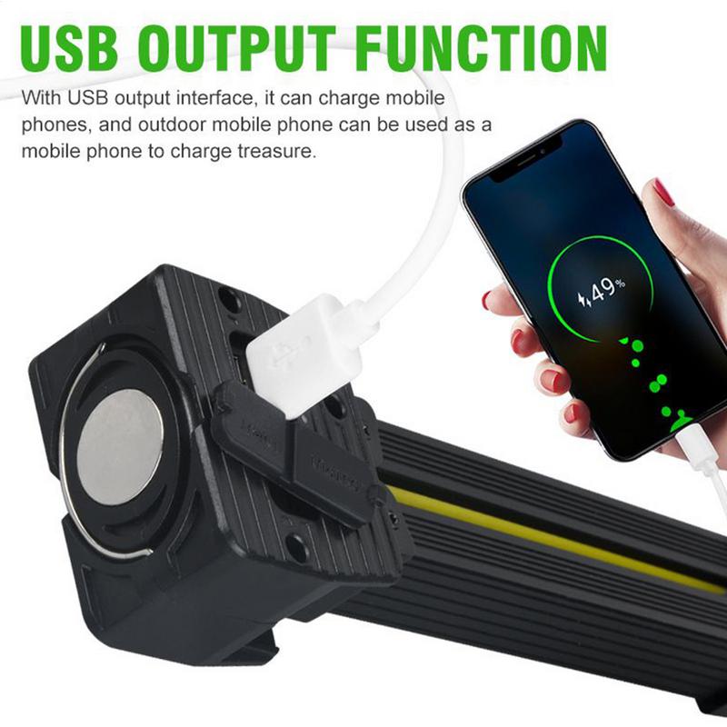 Waterproof Led Flashlight Gym Lamp Light Posing With Magnet Rechargeable Flashlight With Hook 7-grade Dimming 180Degree foldable