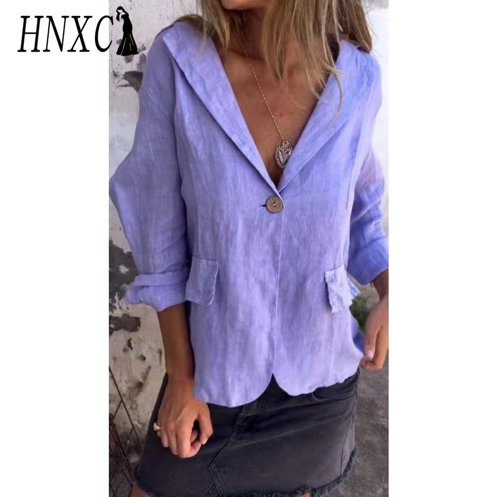 HNXC Women's Vintage Casual Lattice Print Autumn Winter Long Sleeve POLO Neck Jackets & Coats