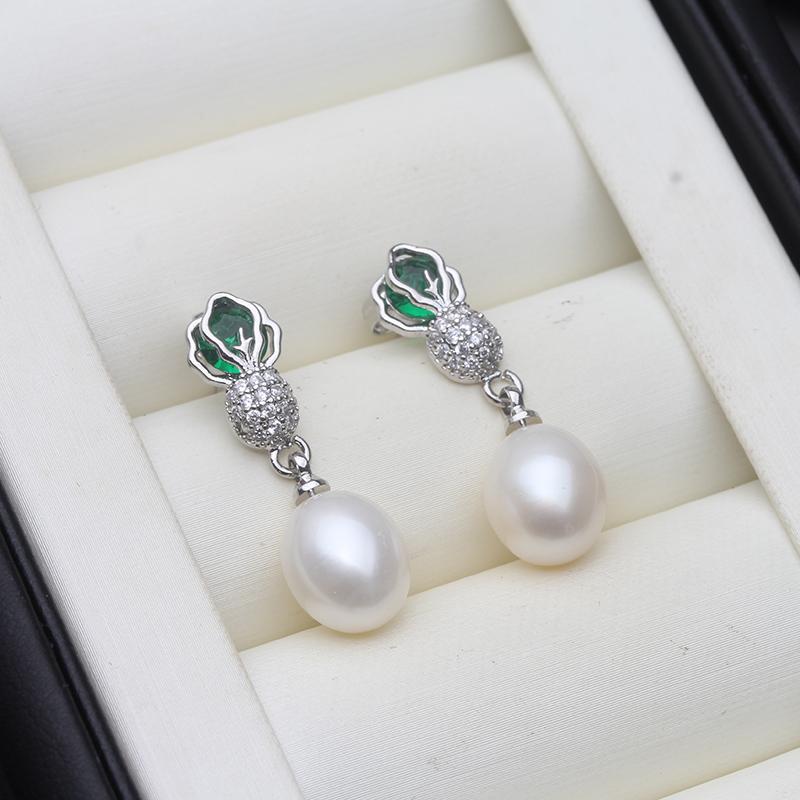

Beautiful Natural Freshwater Pearl Earrings For Women,Cute White 925 Silver Pearl Drop Earring Mother Wife Party Gift Pink Black