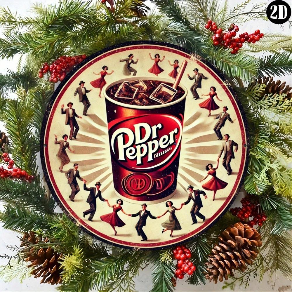 Vintage Dr Pepper Retro Metallplåtskylt 8x8 Tum Rund Väggkonst Dekor för Hem Bar Café