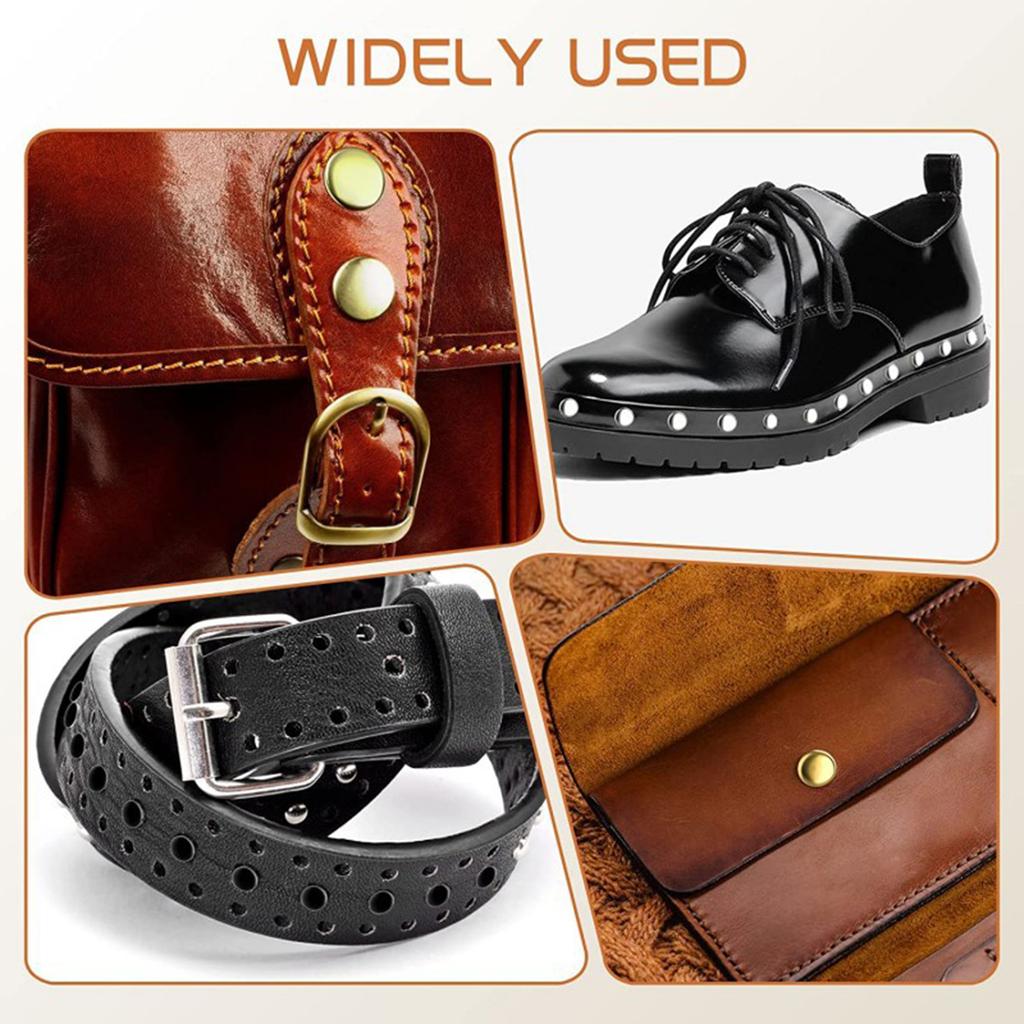 480 Sets Leather Rivets Double Caps Rivet Tubular Metal Studs with 3 Setting Tools Hammer for Leather Craft Repair