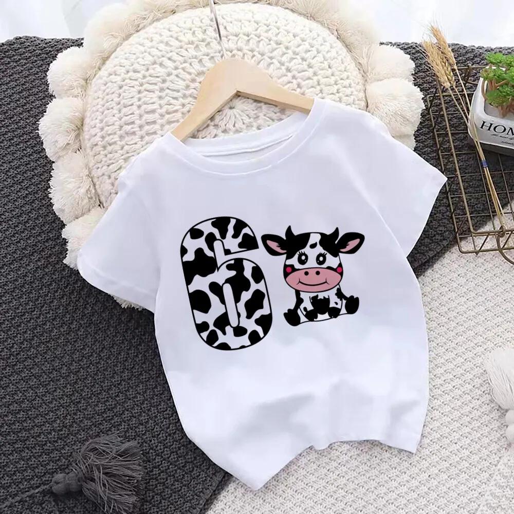 Maglietta di Compleanno Moda Mucca Numero 1-10 Maglietta di Compleanno T-shirt Ragazzo Ragazza Festa Maglietta Stampa Mucche Vestiti Regali Bambini Magliette alla Moda T-shirt