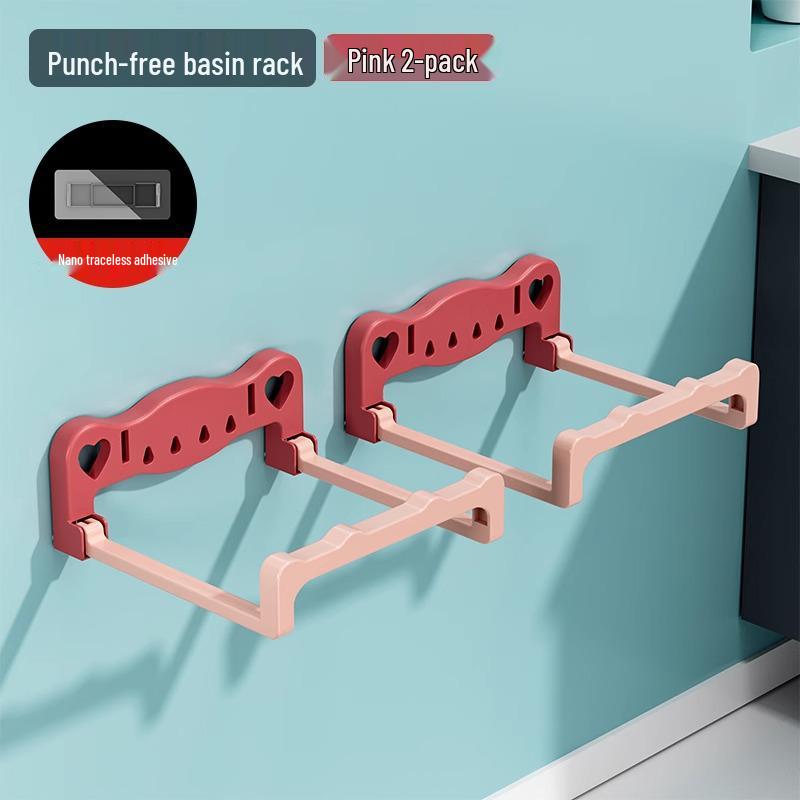 Foldable Wall-Mounted Bathroom Organizer: Punch-Free Storage Shelf & Basin Rack