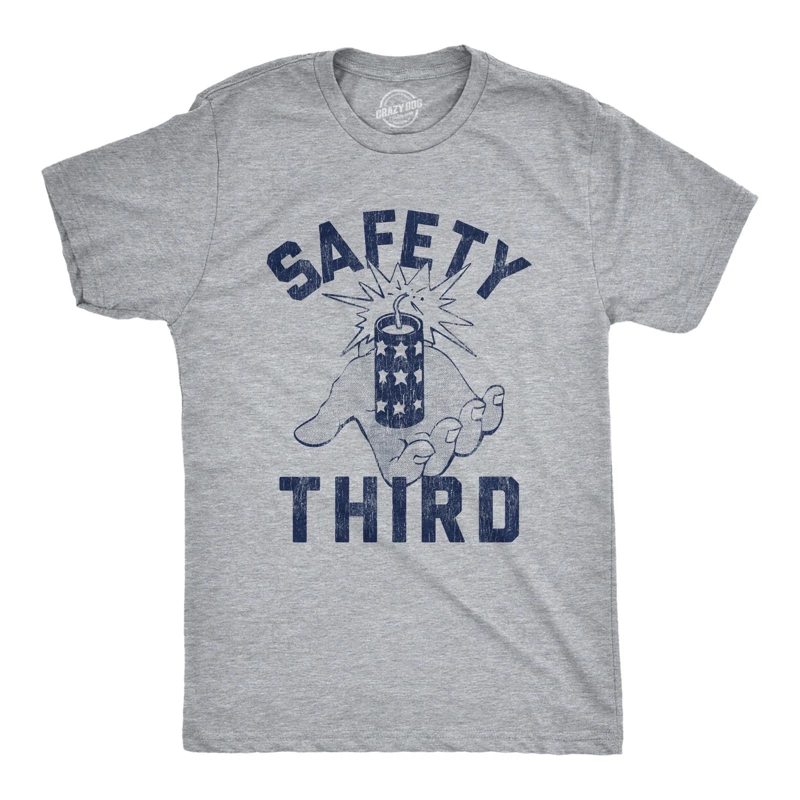 Mens Safety Third T Shirt Funny 4th of July Fireworks Show Summer Graphic XL
