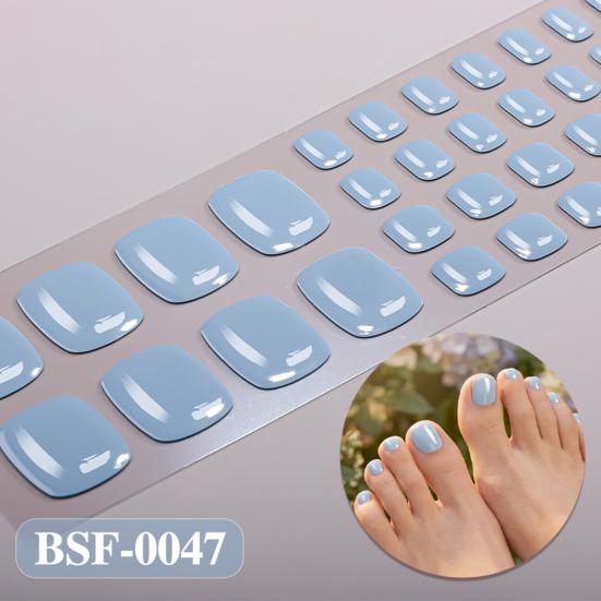 Gel Toenail Strips with File Easy Apply Remove No LED Lamp Needed Adhesive Nail Sticker Home Manicure DIY Toe Nail Polish Wrap