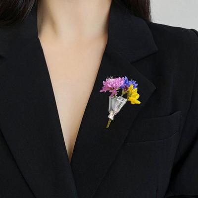 2 stuks Kunstzinnige Bloemenvaas Broche Echte/Gedroogde Bloemenhouder Draagbare Bloemige Reversspeld Minimalistische Kunst Broche