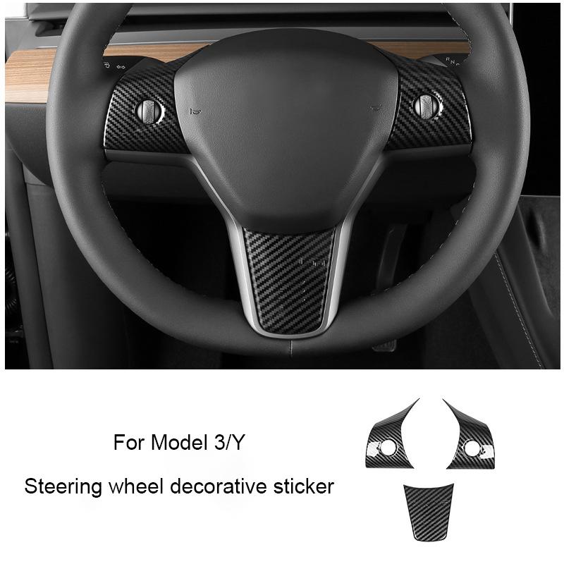 For Tesla Model 3 Y ABS Armrest Box Cover Rear Air Outlet Protective Cover Black Carbon Fiber Electric Vehicle Sticker Decoratio