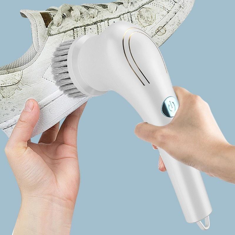 Household Electric Cleaning Brush Rechargeable Electric Scrubber with Detachable Head Cleaning Brush Kitchen Toilet Cleaning Tool