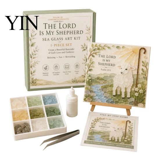 Inspirational Scripture Decorations Faith-Inspired Sea Glass Art Kit, Psalms of Comfort And Strength Christian DIY Faith Inspired Handmade Gifts