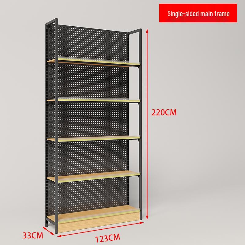 Steel-Wood Display Rack with Hooks for Snacks & Stationery
