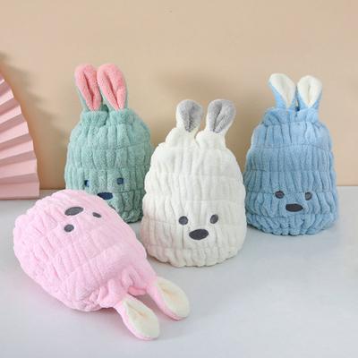 Saç Kuru Şapka Karikatür Süper Yumuşak Tavşan Kulakları Mercan Polar Mikrofiber Çocuklar Tavşan Şekli Saç Mendil Havlu Sarma Günlük Kullanım