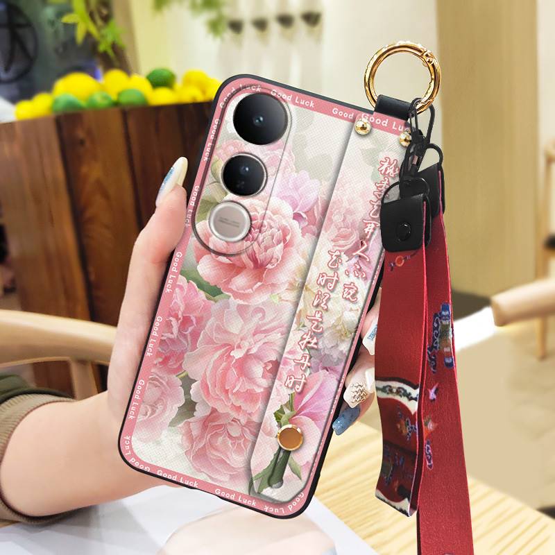 Elderly Lady Dirt-resistant Phone Case For VIVO V50 Lite 5G Global Waterproof Lanyard For Mom Silicone Back Cover Ring
