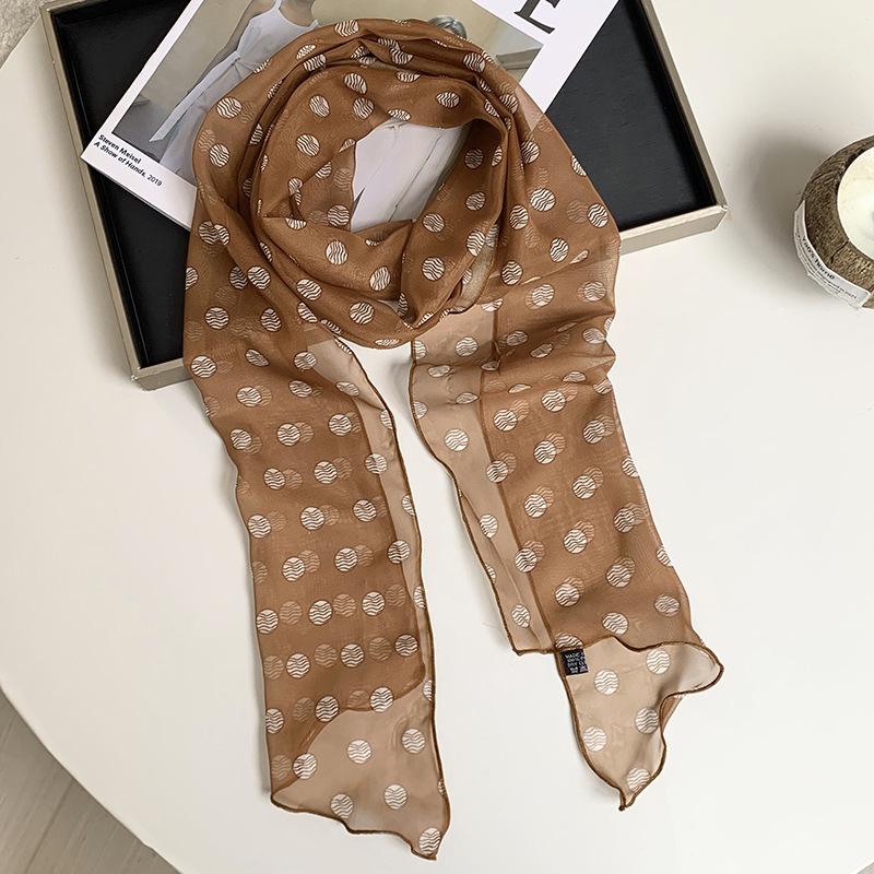 New silk scarf premium printing loose multi-purpose simple polka dot headband leopard print sweet cool streamer