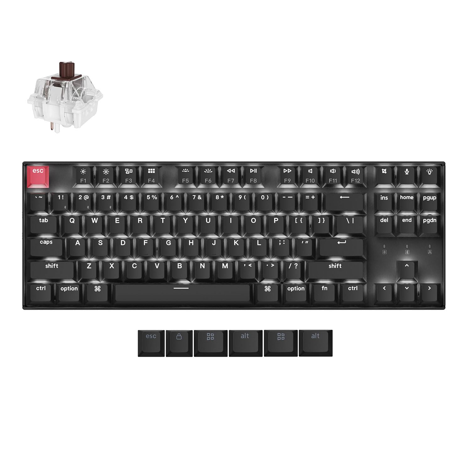 

Keychron K8 Version 2 QMK Wireless Custom Mechanical Bluetooth QMK US White LED Super Compatible with Mac and Windows Super Mechanical Brown Keyboard,