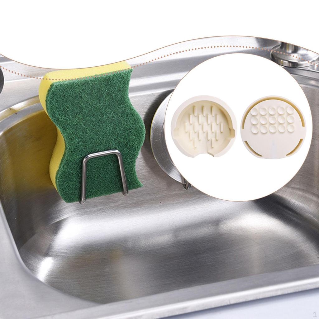 Kitchen Sink Sponge Holder Scrubber Tray Silicone with Drain Spout Automatic Water Organizer