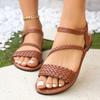 Fashion Summer New Fashion Women's Casual Flat Sandals Braided Design Popular Black Color Comfortable Shoes for Everyday Wear Sandal