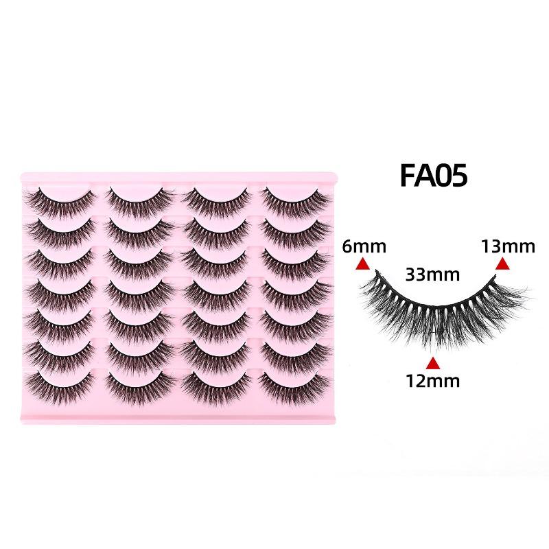 Cross-border European and American Style Flared Lashes, 14 Pairs of Thick, Curled, Naturally Three-dimensional One-piece Lashes