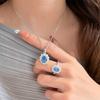 Women Jewelry Set Romantic Minty Paraiba Pendant Necklace Luxury Tanzanite Ring Gemstone Set