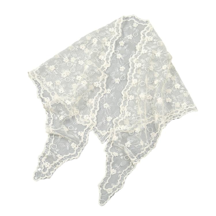 

Ethnic Lace Scarf Bandanas Girls Hairband Elegant Scarf Headpiece Head Ornament бежевий