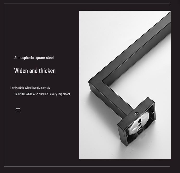 Stainless Steel Square Towel Rack: Wall-Mounted Bathroom Storage, Three-Piece Set