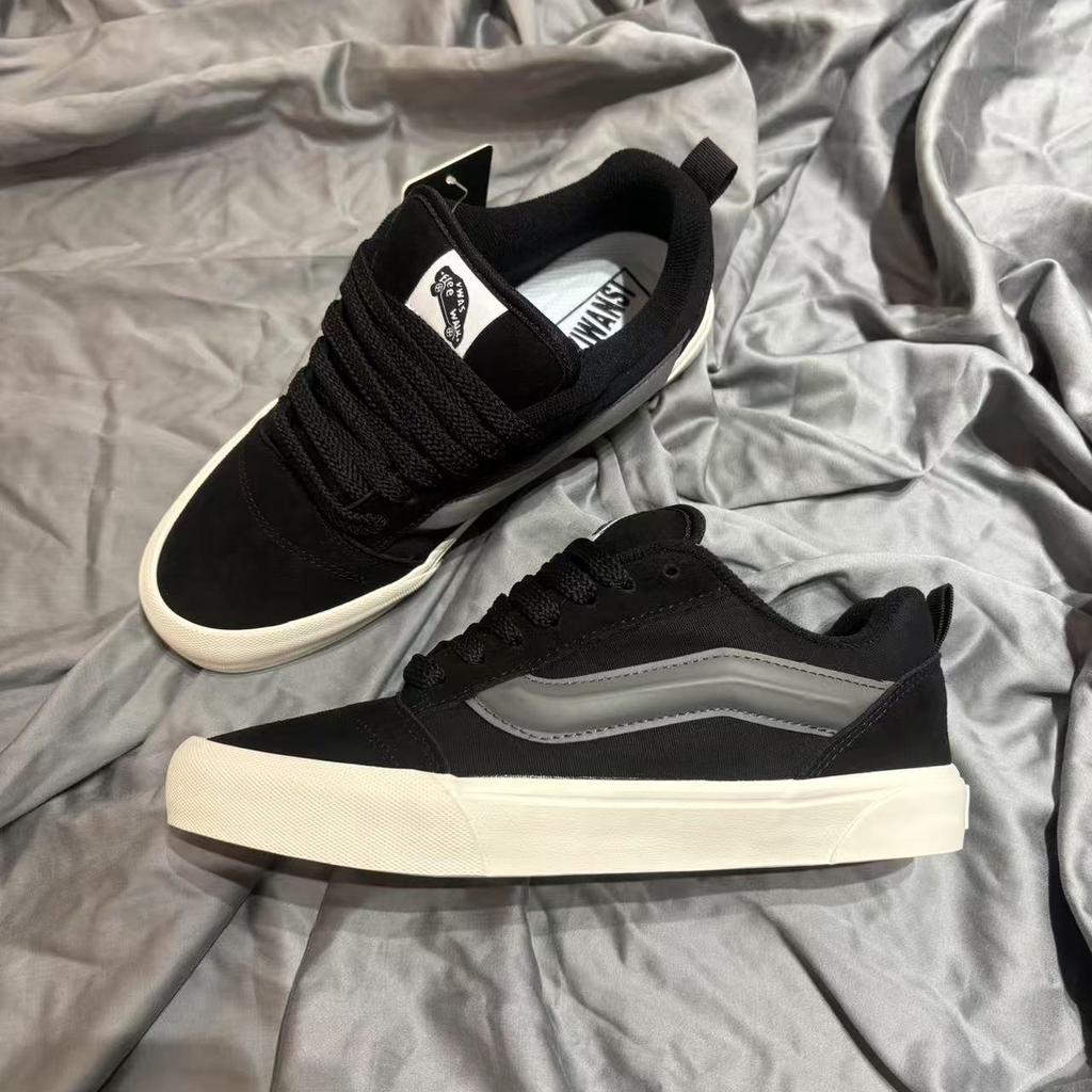 Knu skool scarpe da ginnastica nere e bianche viola a forma di pane ramo di fascia alta retrò americano colore a contrasto scarpe da skate casual a taglio basso