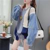 2024 Herbst/Winter Koreanischen Stil Denim Spleißen Lose Pullover Pullover für Frauen