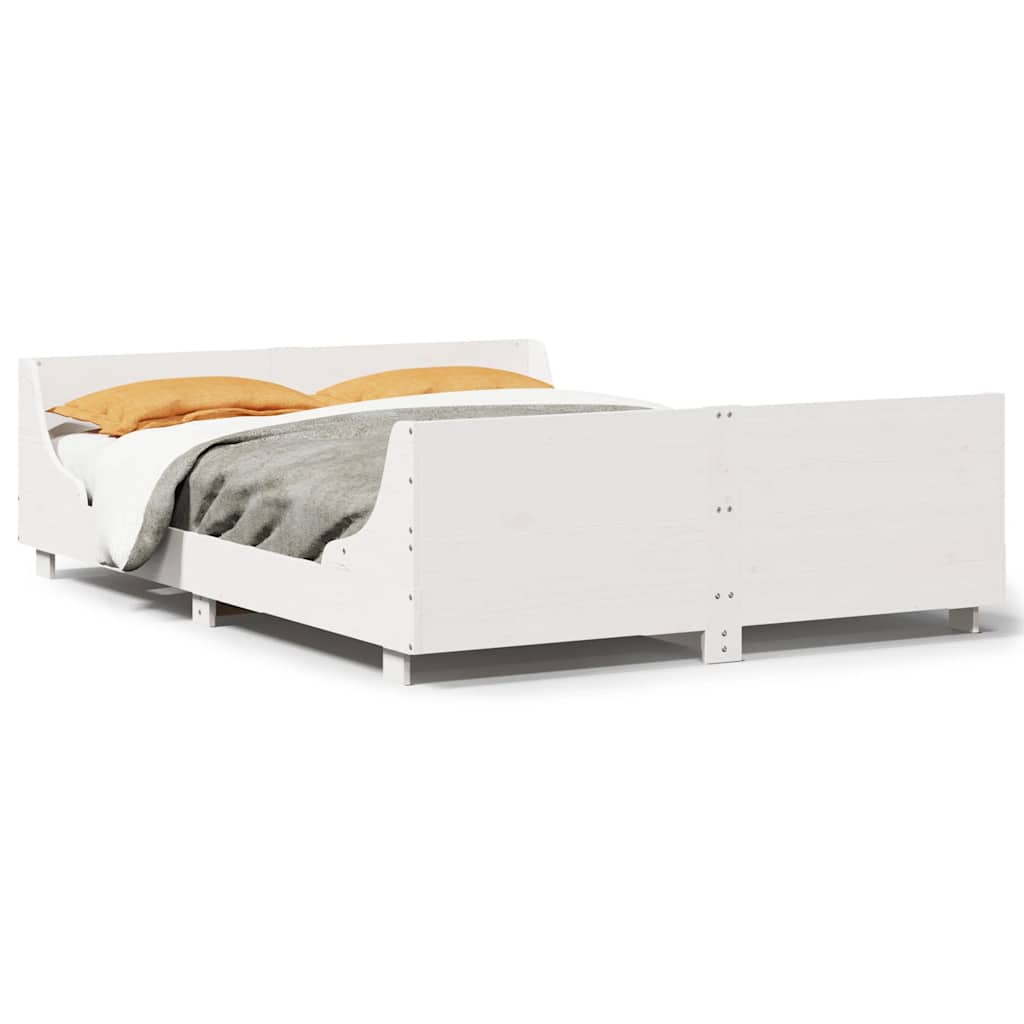 Solid Wood Bed without Mattress White 140 x 200 cm Pine Wood