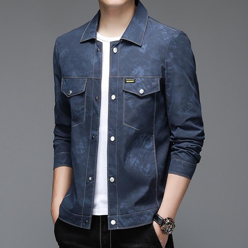 Spring and Autumn New Jacket Men's Korean Style Handsome Lapel Thin Jacket Casual Trendy Tops for Men