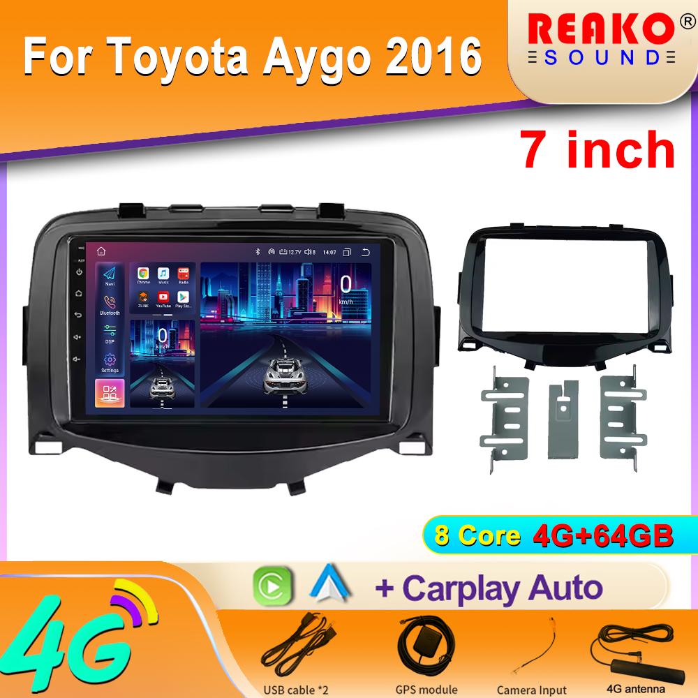 Car Radio Multimedia Player Android For Toyota Aygo 2015 Peugeot 108 2020 Citroen C1 2015-2022 GPS Navigation Carplay Auto