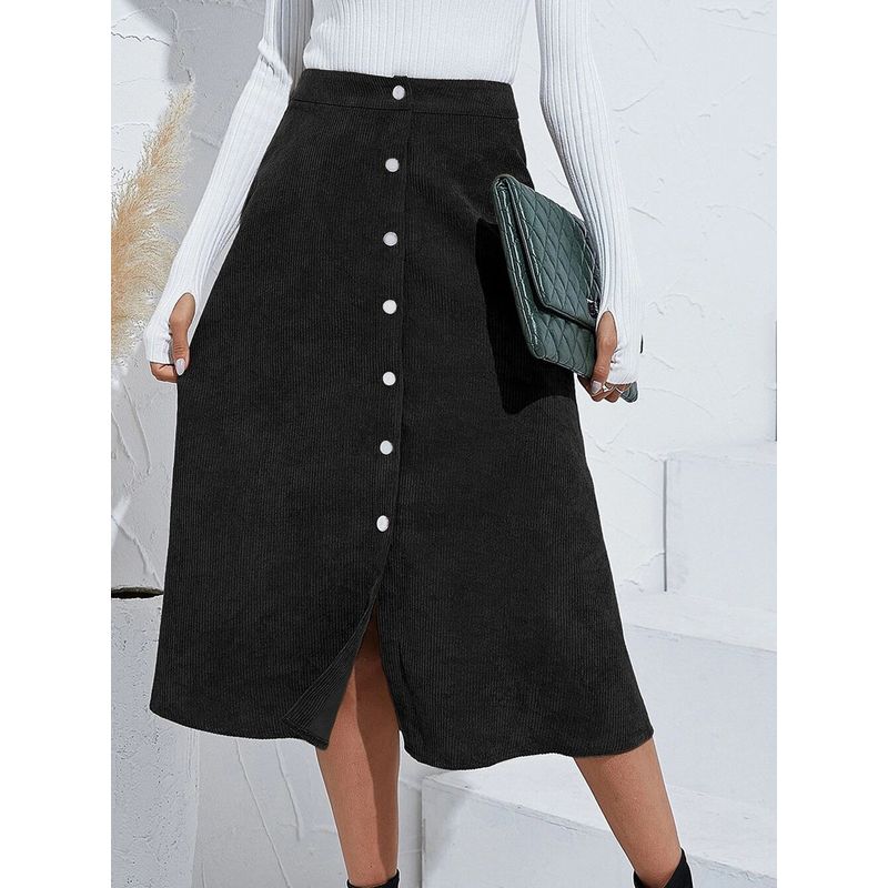 Solid Color High Waisted Buckle Skirt for Women Pure Color High Waist