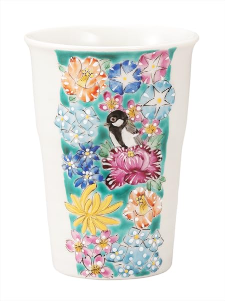 Kutani ware Iwataya Free Cup - Small Bird and Flower Design K9-1158