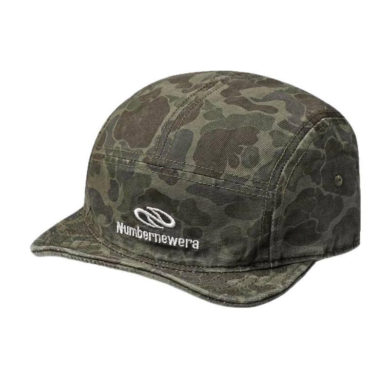 American-style camouflage baseball cap, men's workwear style, soft brim, five-panel design, makes the face appear smaller, short brim, embroidered