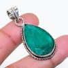 Natural Emerald(Simulated) Gemstone 925 Sterling Silver Pendant 1.65" AP-14856