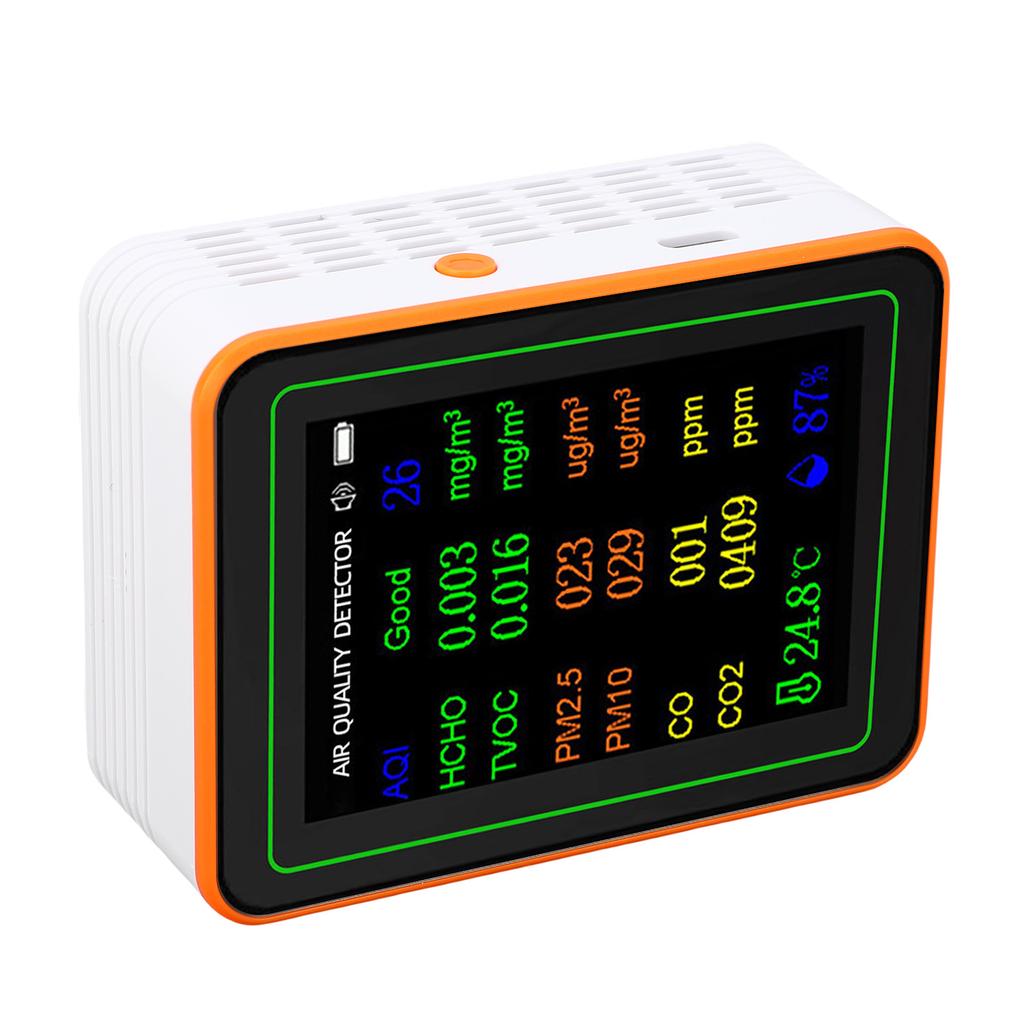 12 In 1 Air Quality Tester CO2 HCHO TVOC PM2.5 PM10 Temperature Humidity TFT Screen Rechargeable Air Quality Meter