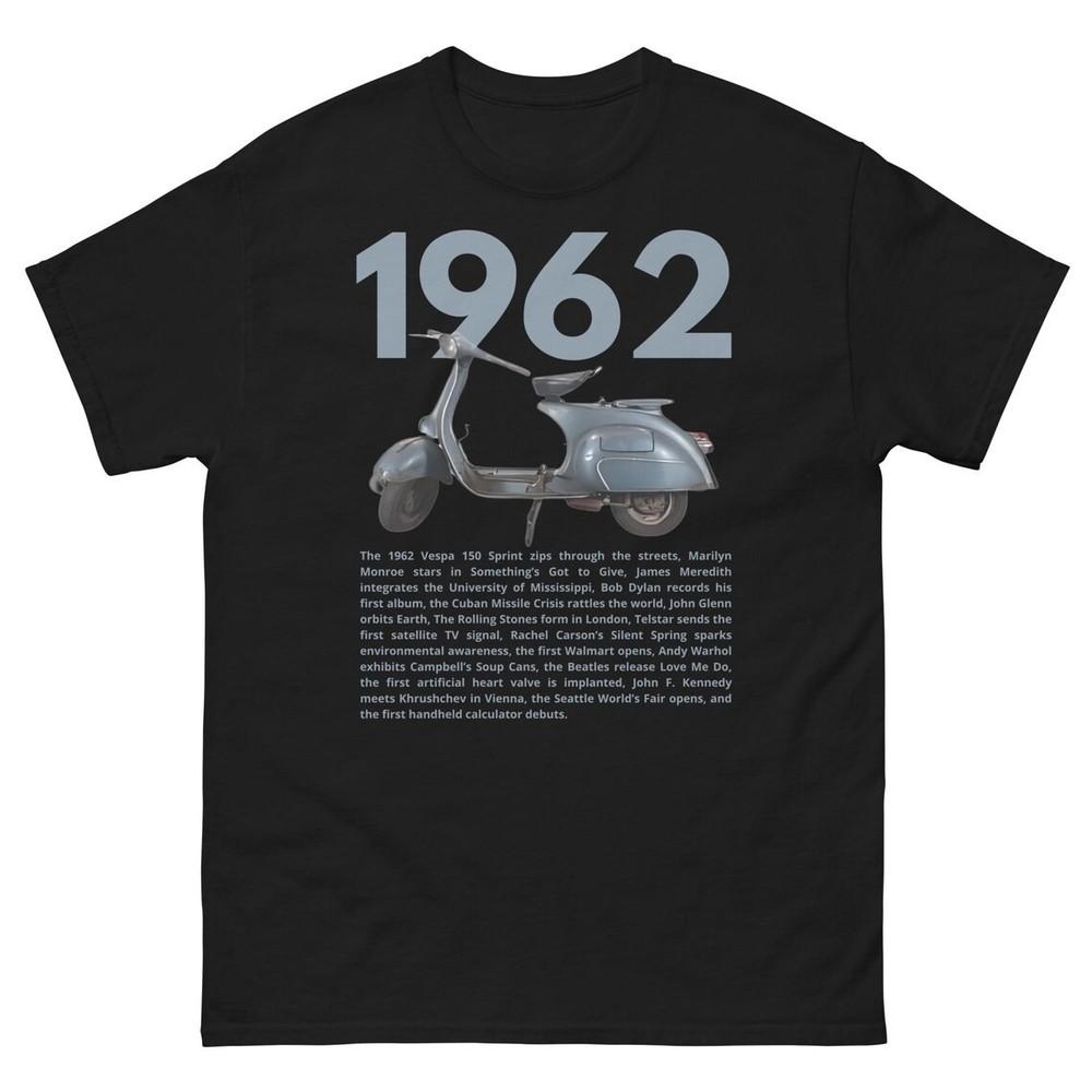 1962 Vintage Scooter Year Design, Born in 1962 Gift, Important Events Retro Tee Unisex T-Shirt S