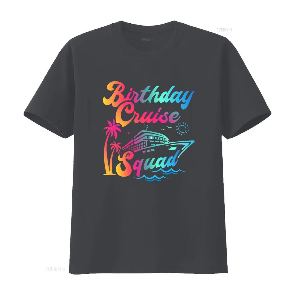Birthday Cruise Squad T Shirt Matching Group Vacation vintage Washed Stylish streetwear Top For Everyday Wear Versatile