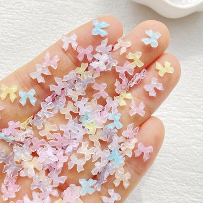 200Pcs Cute Mini Cartoon Colorful Bow Nail Art Resin Designer Charms DIY Craft For Nail 3D Decorations Jewelry