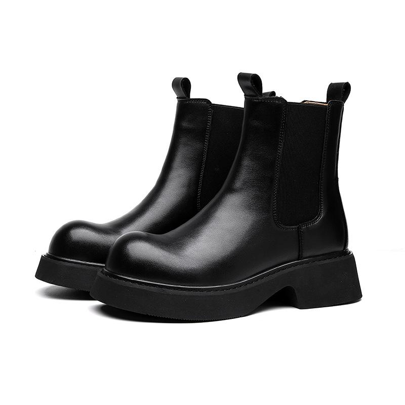 men luxury fashion chelsea boots black original leather shoes party cowboy platform boot handsome motorcycle chunky botas hombre