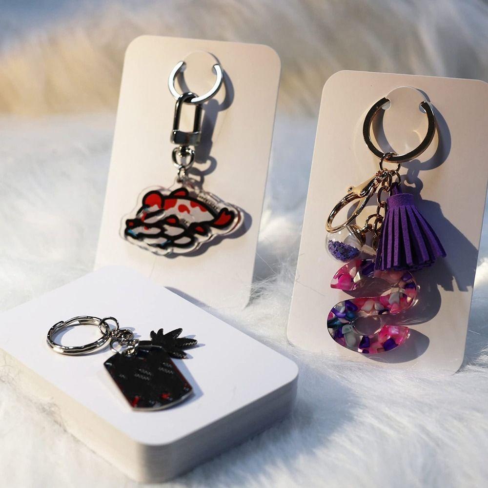 50PCS Black White Keychain Packaging Boardcard Dualsides Blank Packing Tags  Key Chains