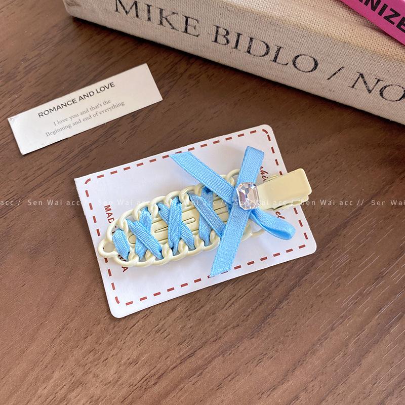 Балетный бант лента плетеная заколка для волос девочка сладкий прохладный цвет челка секущиеся волосы боковые аксессуары для волос оптом