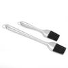 2Pcs Oil Brush Silicone Hair Stainless Steel Handle Silver Kitchen Baking Supplies