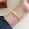 Korean Design Genuine 925 Sterling Silver Geometric Silver Beads Bracelets Strand Freshwater Pearl Quality Women Beaded Bracelet