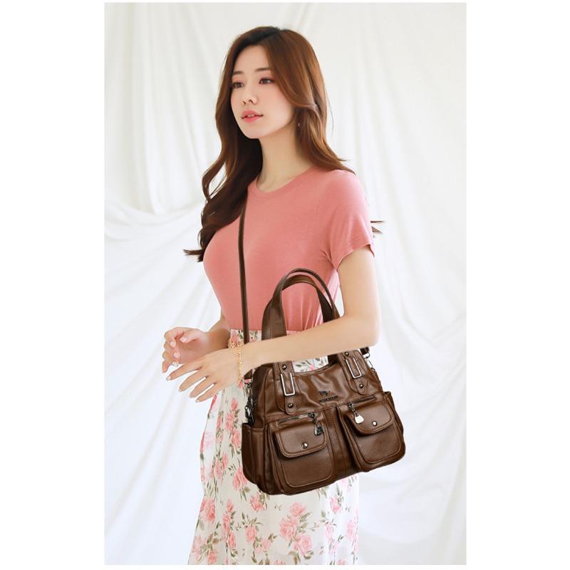 Trendy dámská taška přes rameno s více kapsami, všestranná crossbody kabelka pro každodenní a neformální použití