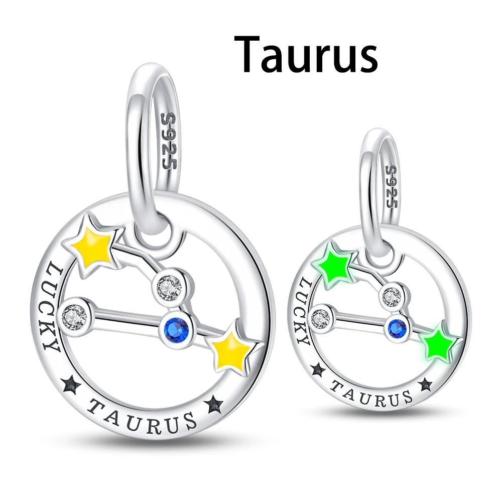 Charms Copper Luminous 12 Constellation Product Series Suitable For Bracelet Do-It-Yourself Women'S Pendant Charms For Jewelry Designing