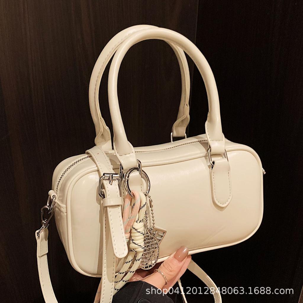 Niche Design Retro Bowling Bag Women's 2025 New Fashion Messenger Bag Simple Handbag Shoulder Bag