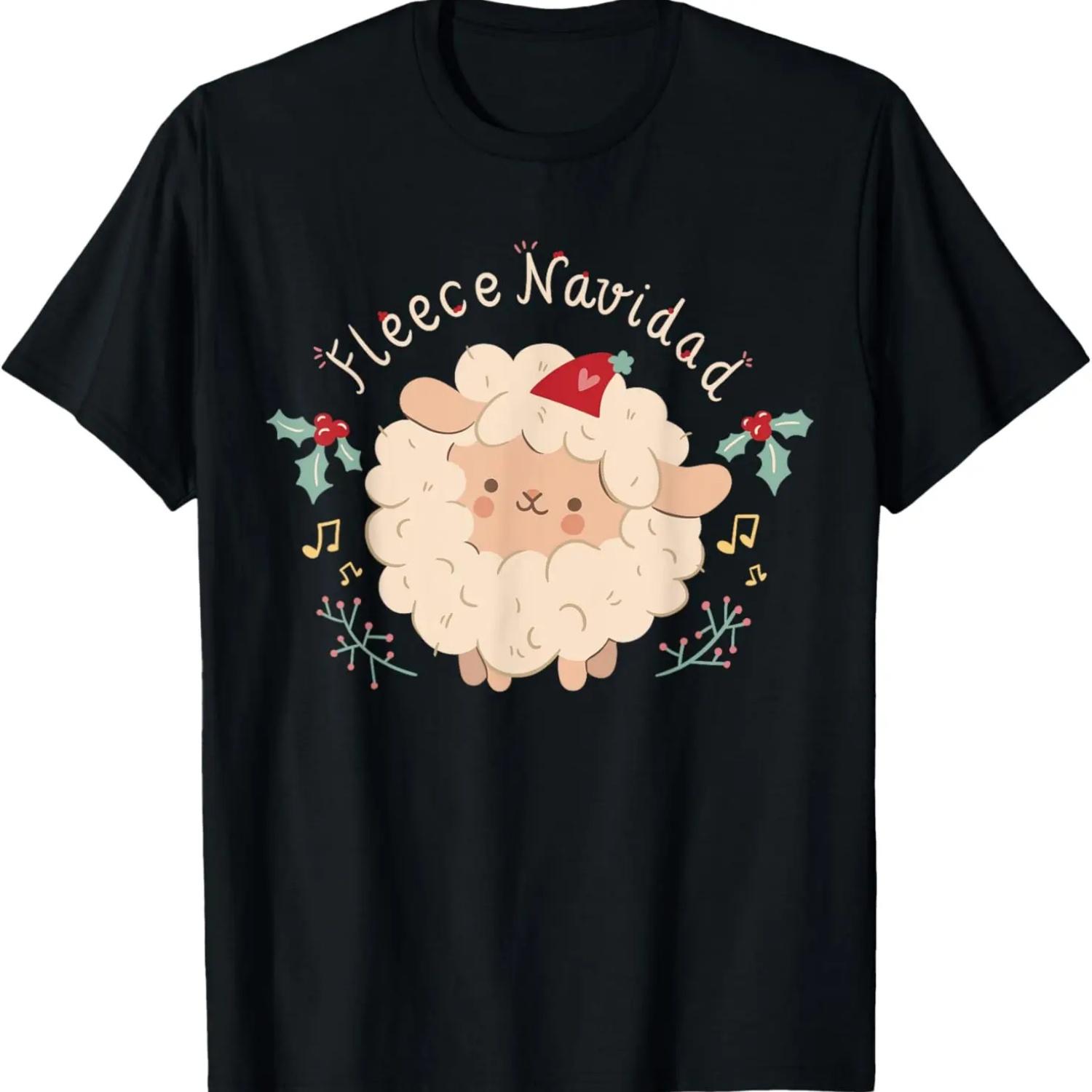Fleece Navidad Cute Christmas Sheep T-Shirt S чёрный