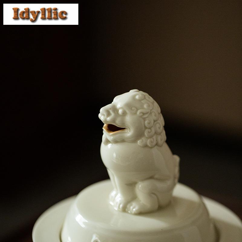 Ding Kiln Ceramic Lion Large Incense Holder Mist Smoking Steamers Incense Burners Aromatherapy Censer Tea Ceremony Ornaments