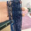 5 String, Blue Plated Glass Seed Beads 2mm/3mm, 38cm Strand, Dainty Loose Beads for DIY Minimalist Y2K Bracelet Layering Necklace Jewelry Making